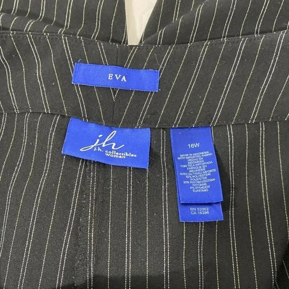 JMS Women's Dress Pant Black Striped Zip Button Size 16W - Picture 8 of 8